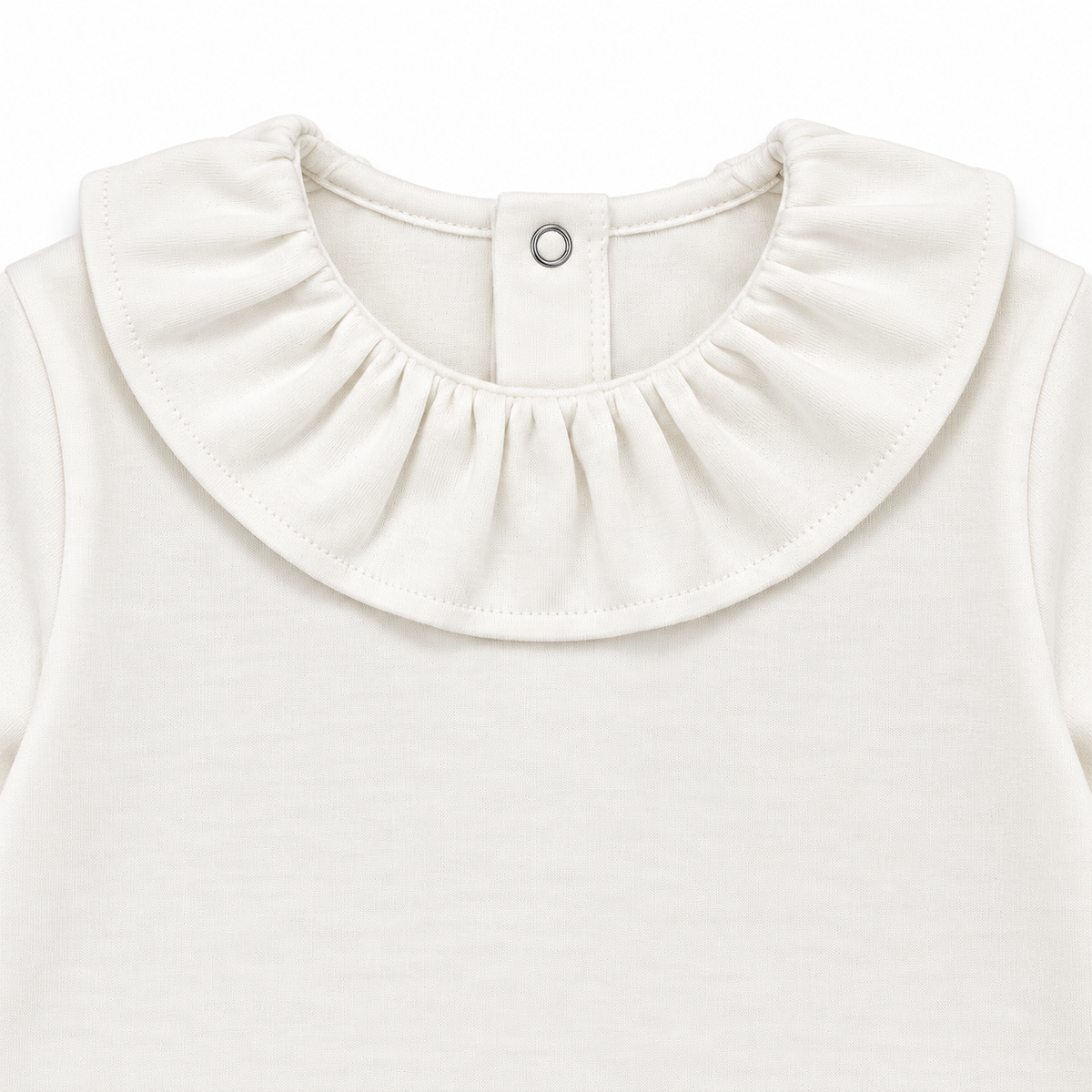 Ruffled Collar Off White L/S Shirt