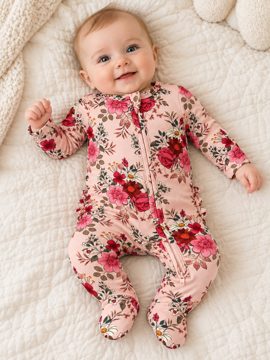 Sabrina Floral Zipper Footie