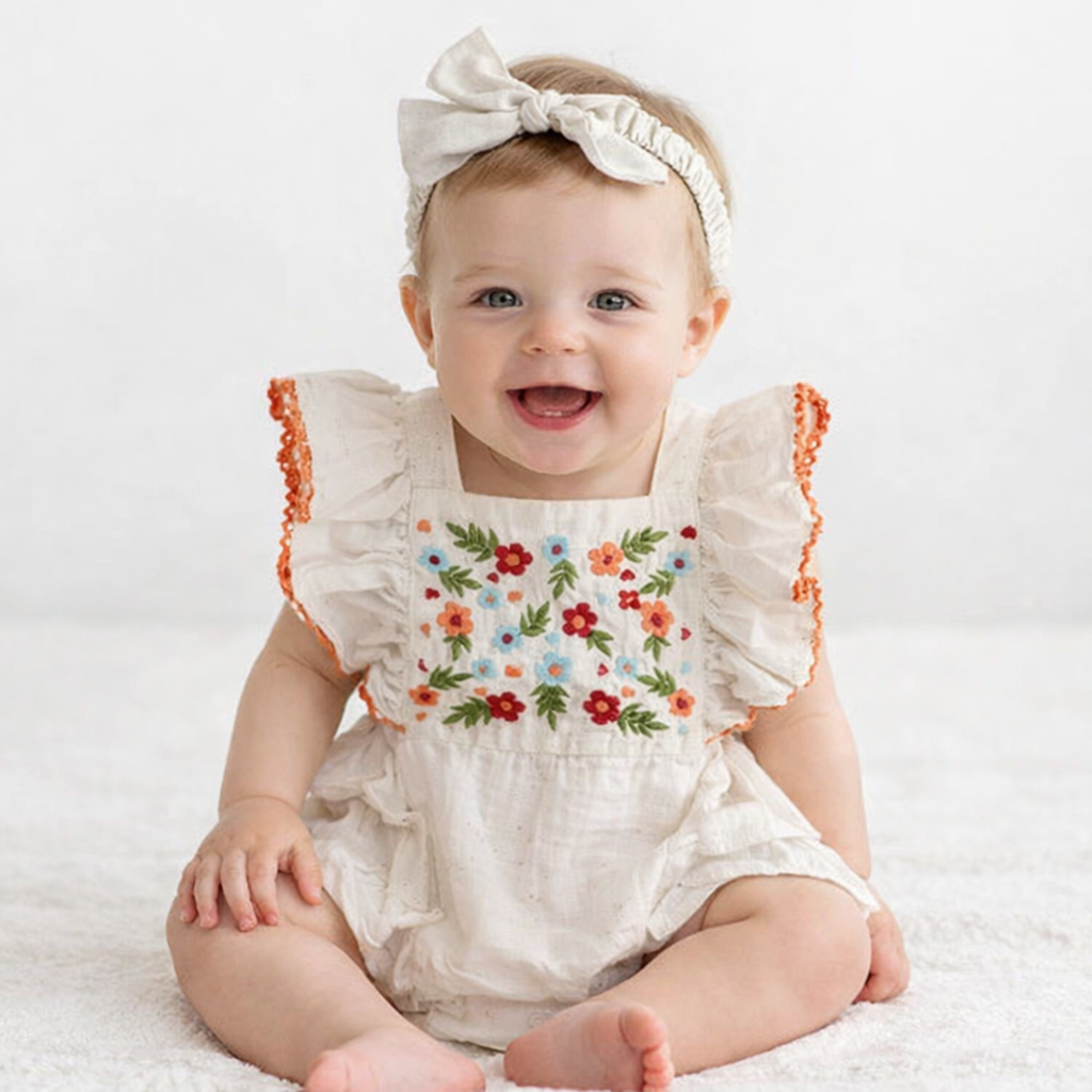 Anya Embroidered Romper and Headband