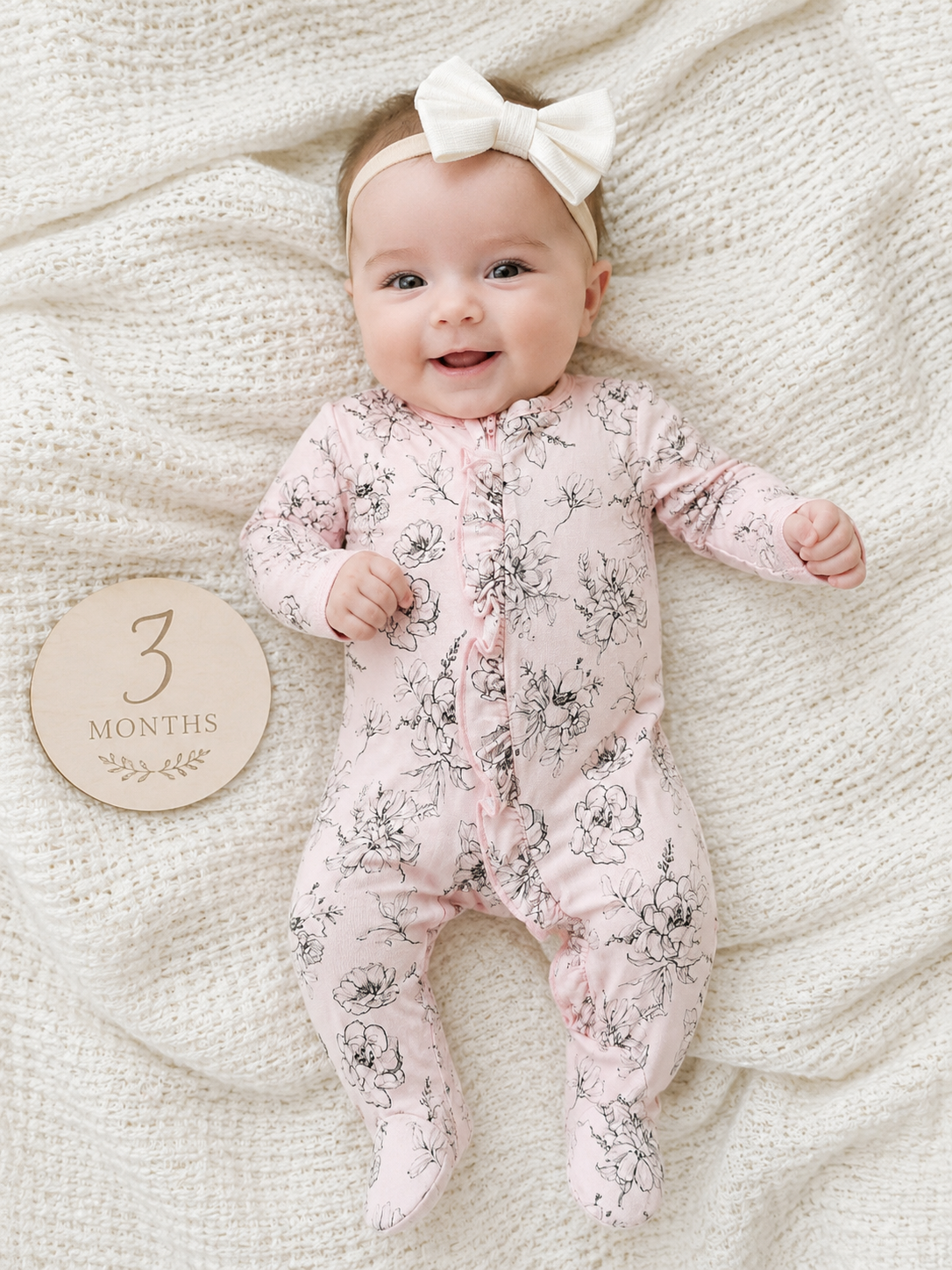 Baby Rose Pencil Floral Ruffle Footie