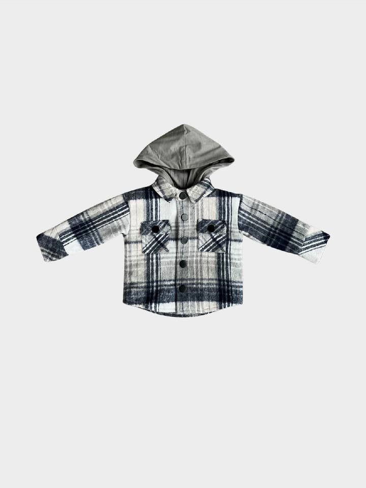 Blue Grey Hooded Shacket