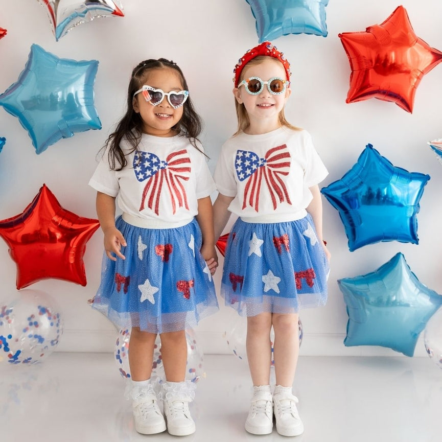 Patriotic Sequin Bow Patch Shirt