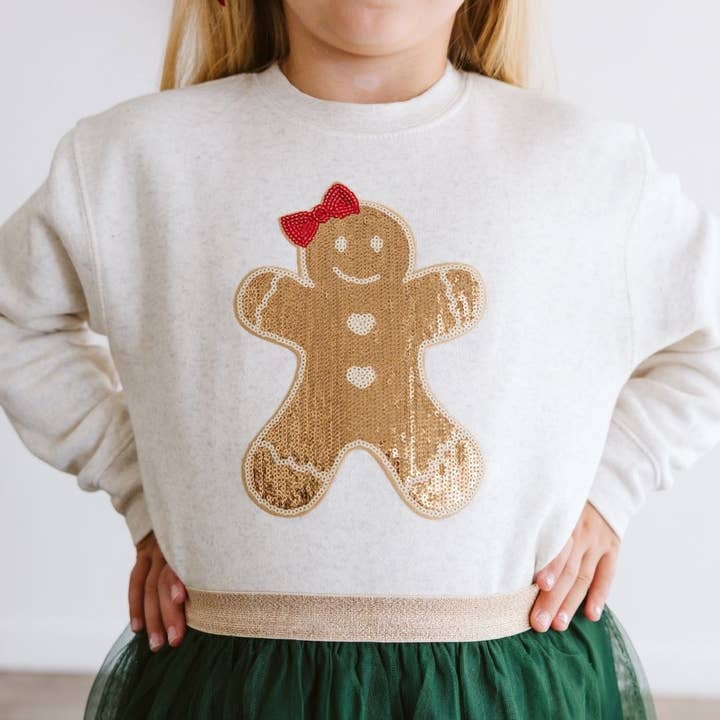 Gingerbread Sequin Christmas Sweatshirt