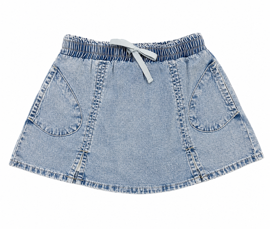 tween girl light denim washes soft Tencel with pockets and drawstring multi use 