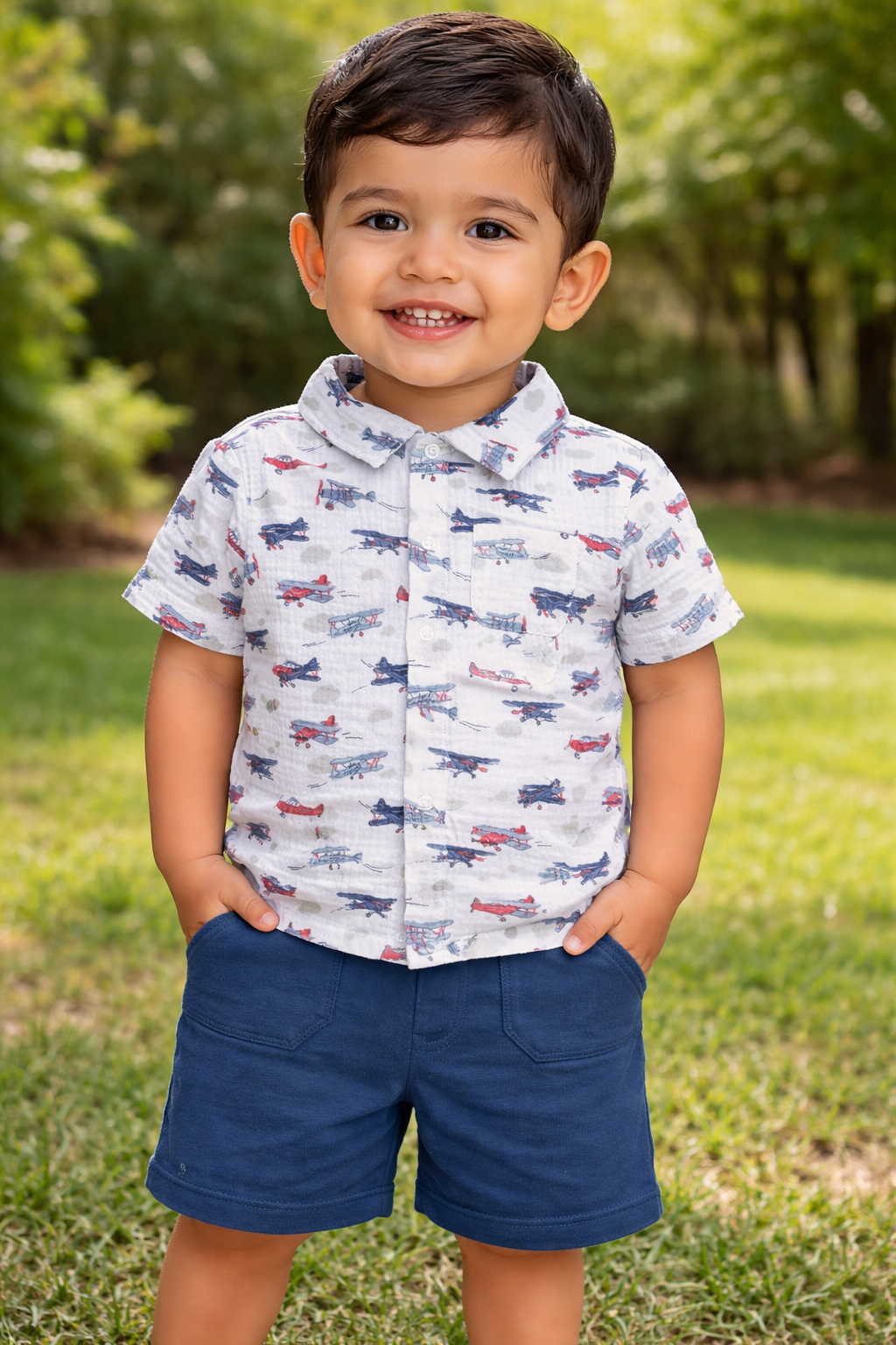 Vintage Planes Polo and Short Set