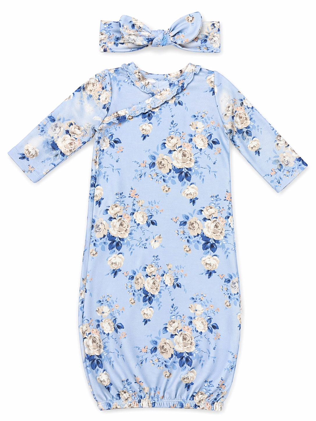 Ashley Rose Floral Kimono Gown and Headband