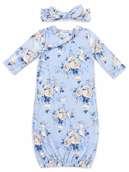 Ashley Rose Floral Kimono Gown and Headband