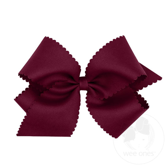 King Burgundy Scallop Grosgrain Bow