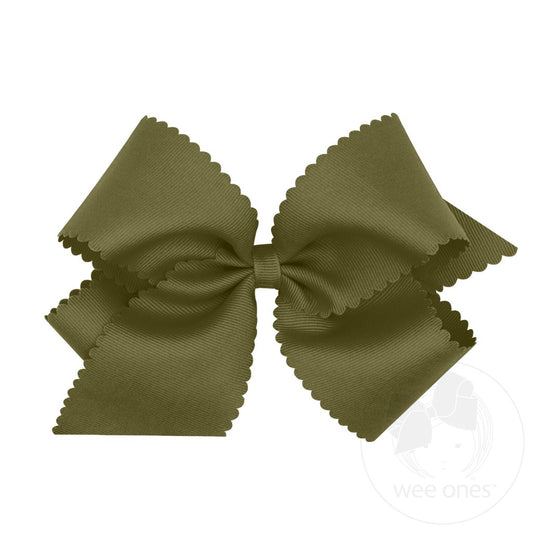 King Sage Scallop Grosgrain Bow