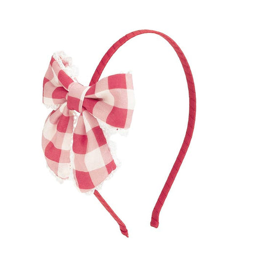 Red Gingham Bow Headband