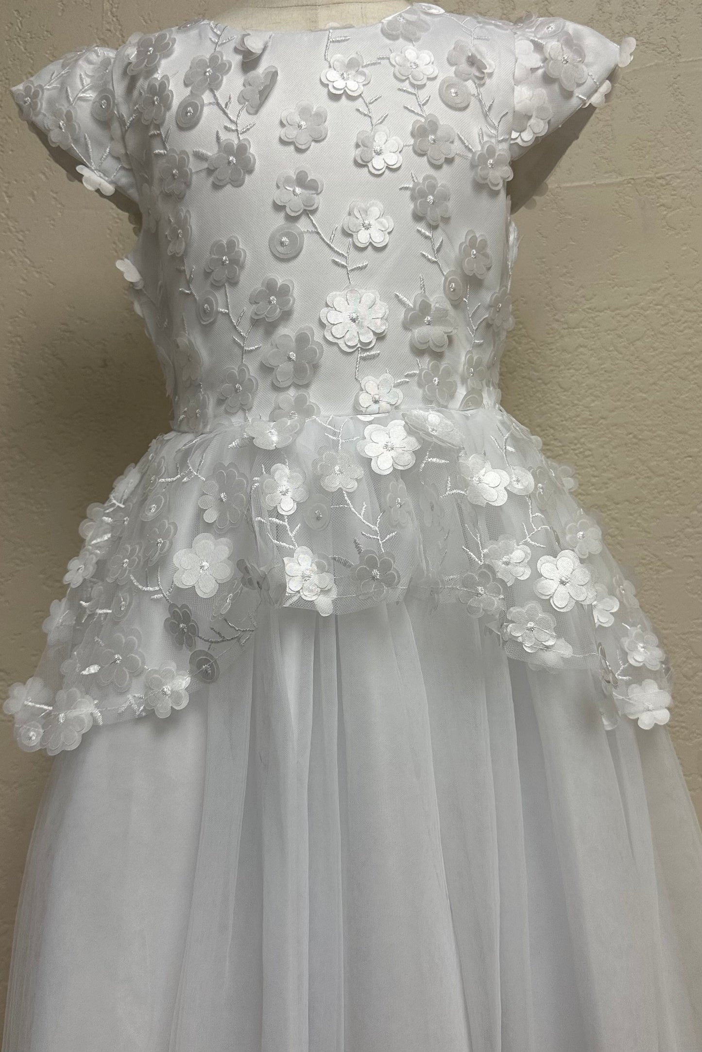 82501 Cap Sleeve Dimensional Flower Dress