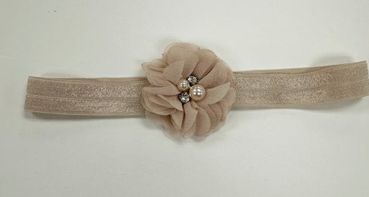 Light Beige Organza Flower Pearl/Stone HB
