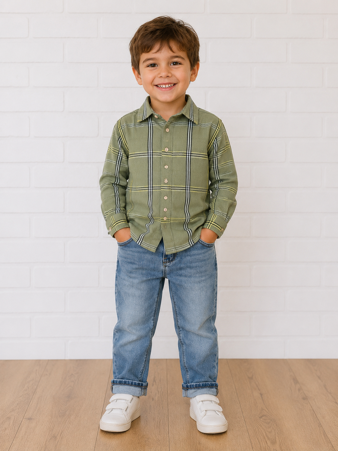 Army Plaid Long Sleeve Shirt