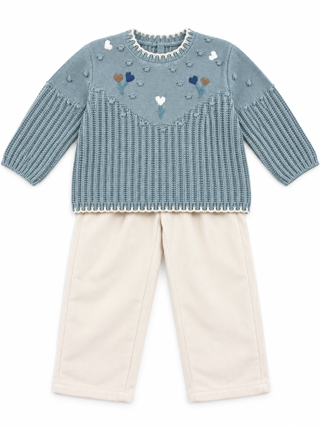 Light Teal Sweater and Cream Pant Set