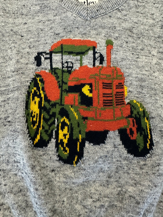 Grey Tractor V-Neck Sweater