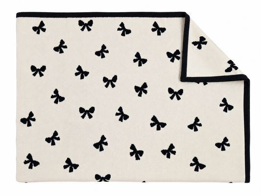Plush Blanket with Black Bows