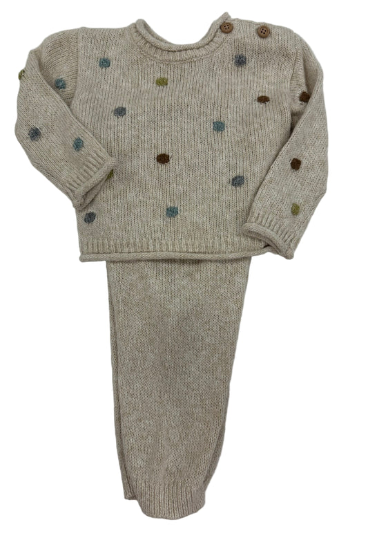 Oatmeal Knitted Dotted Set