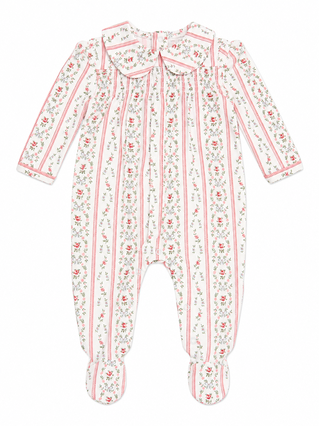 Marnie Rosebud Stripe Smocked Peter Pan Footie
