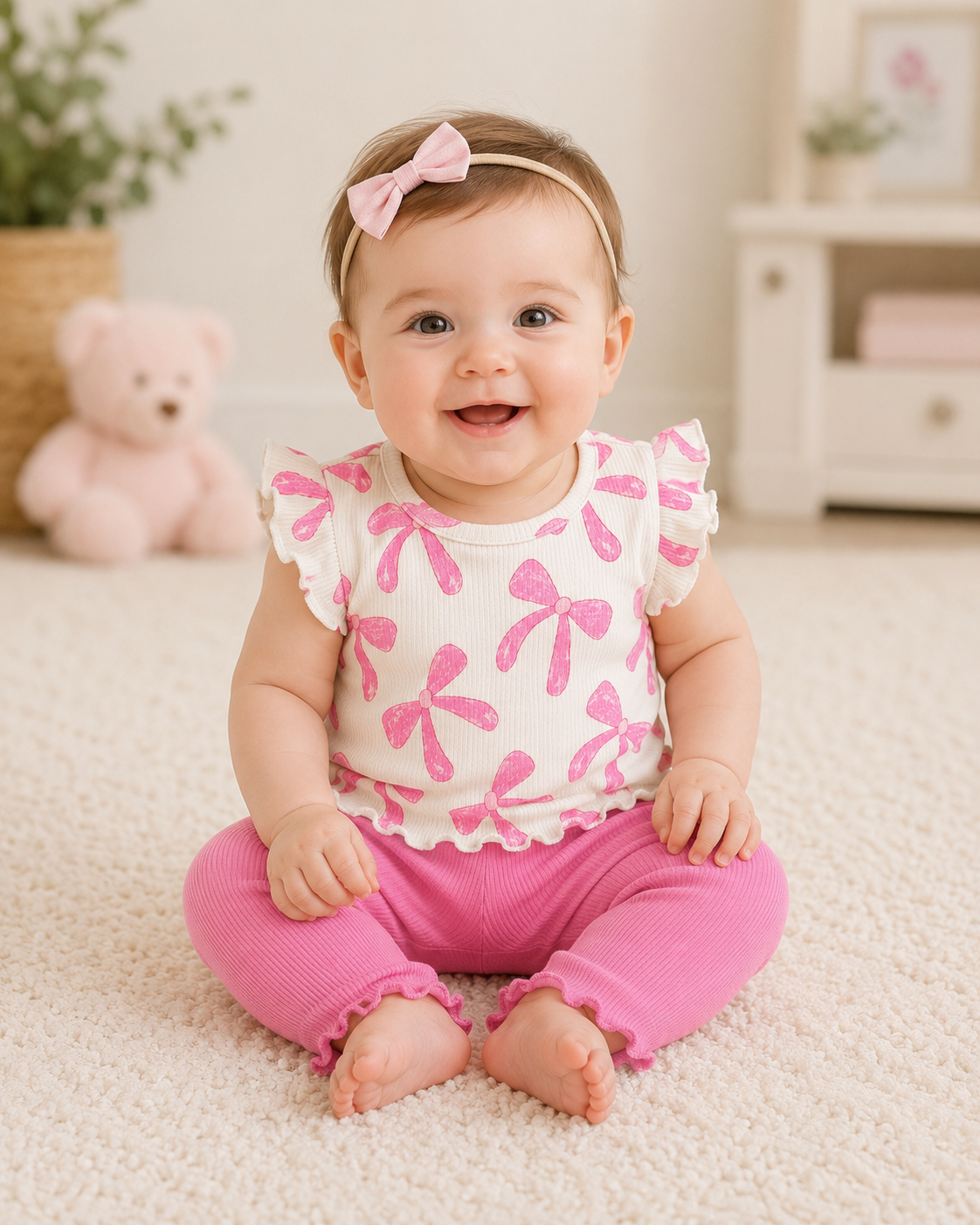 Bubble Gum Pink Bow Tee w/legging