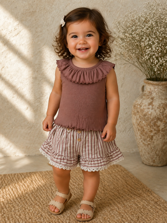 Clay Organic Top and Stripe Shorts
