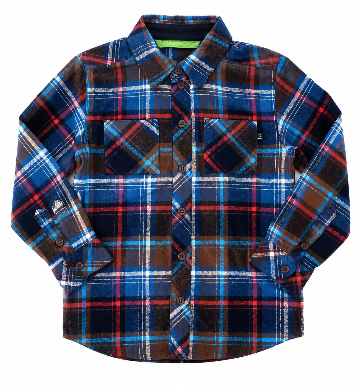 Long sleeve Brown Navy Plaid Shirt