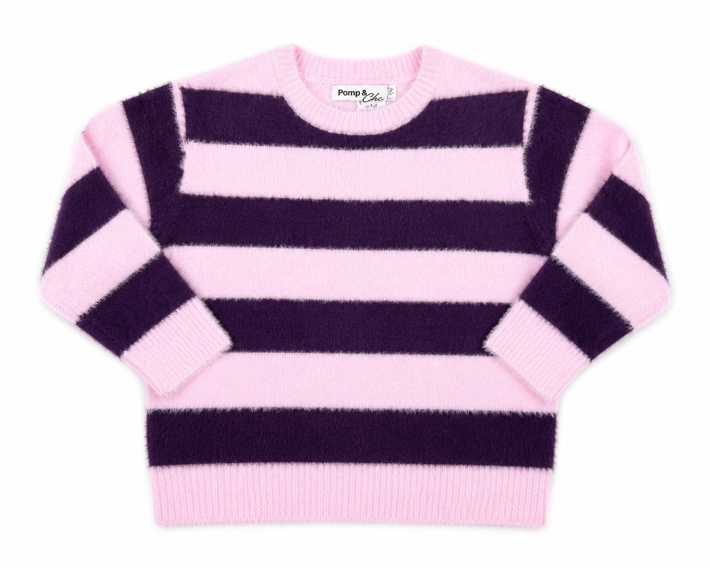 Wine Red Striped Pullover Sweater