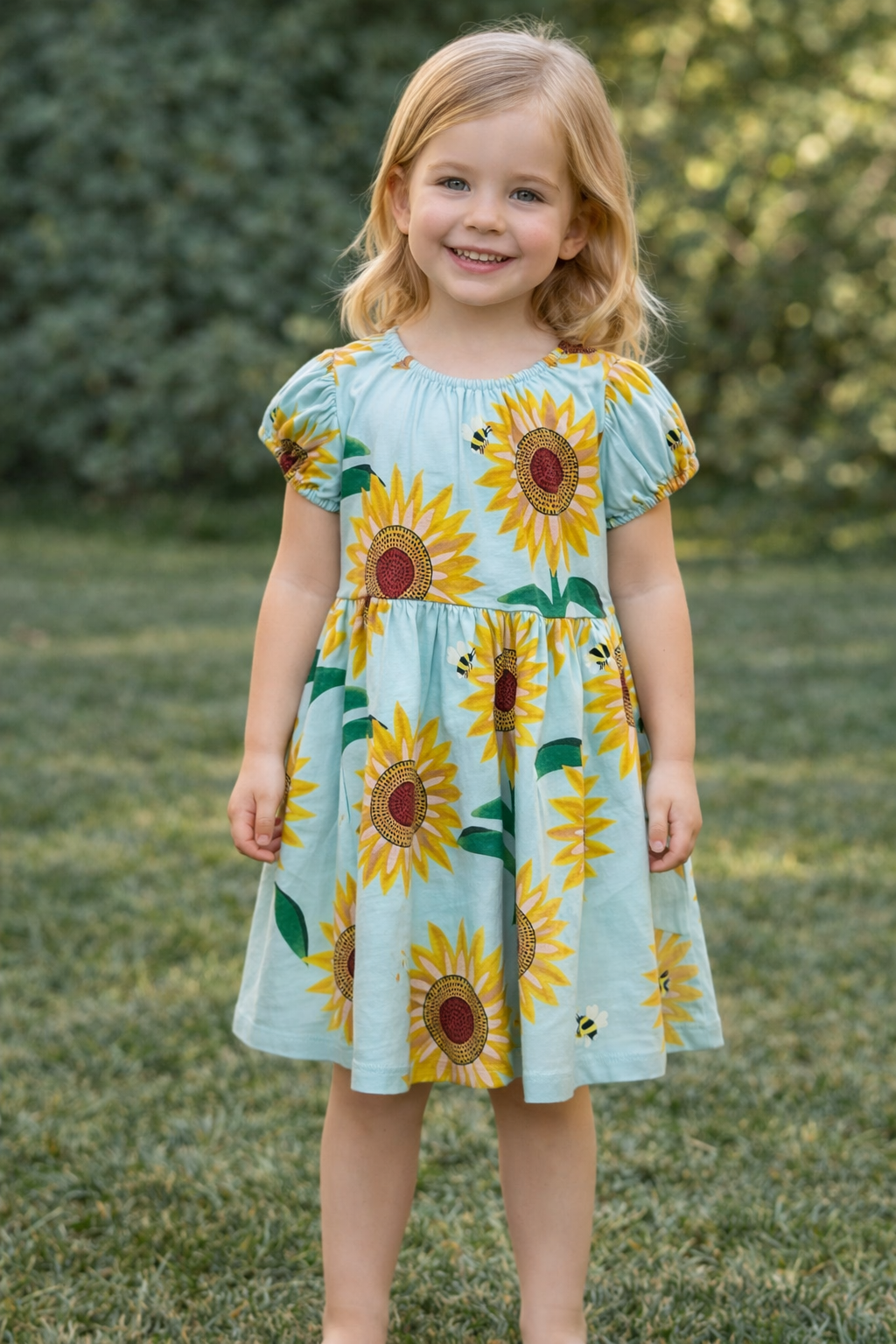 Painted Sunflower Empire Dress