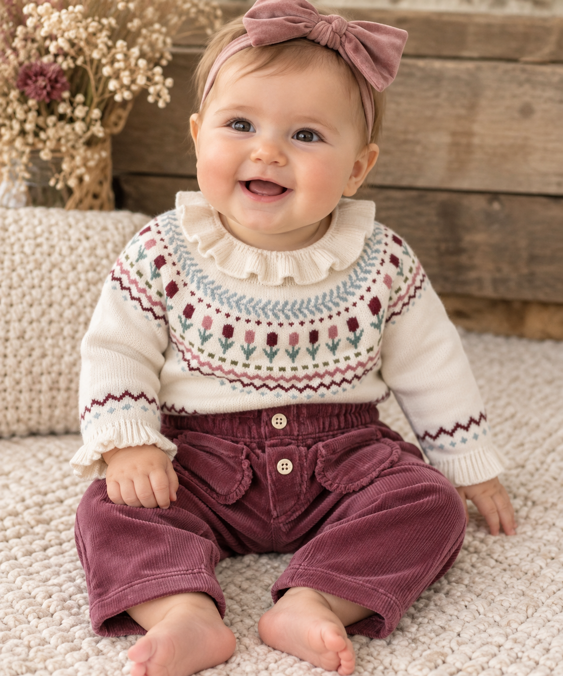 Raspberry Flower Sweater