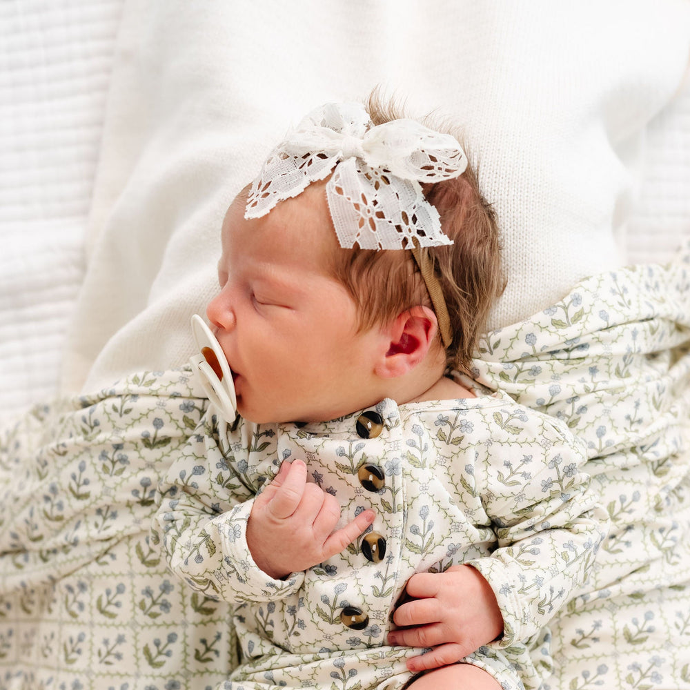Lace Bow Ivory Daisy Headband