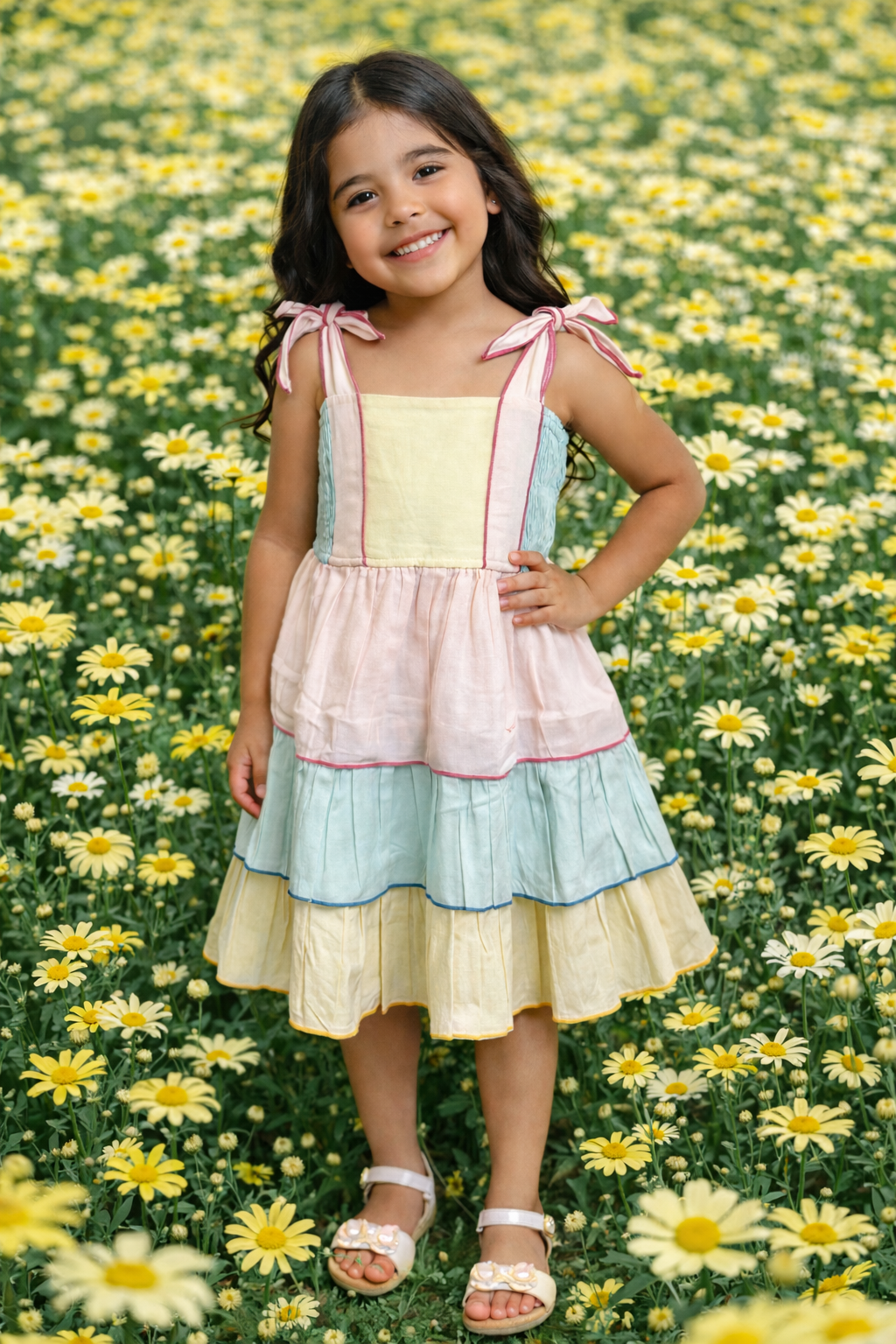 Tie Should Multi Color 3-Tiered Dress