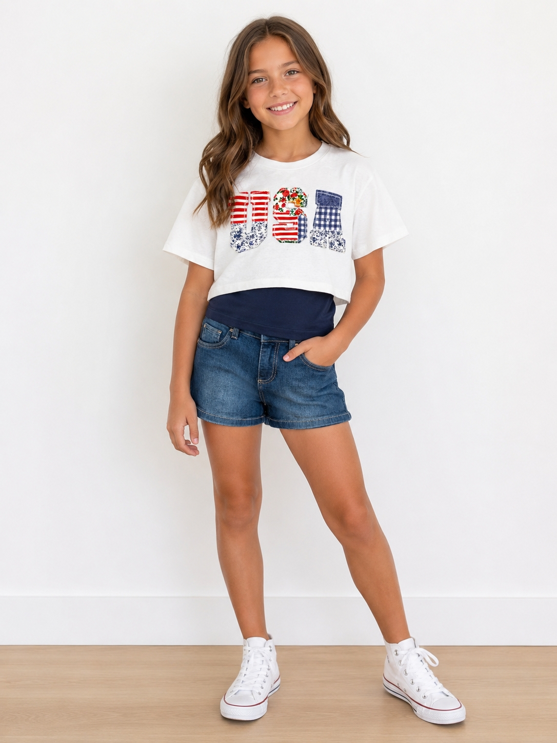 Cropped USA Girls T-shirt