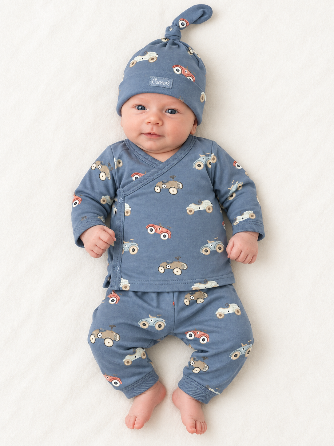 Steel Blue Cars Knotted Hat