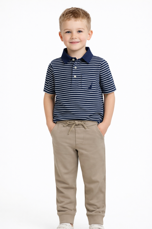 Brooks Navy Stripe Polo