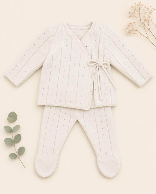 Knit Kimono Set Cream