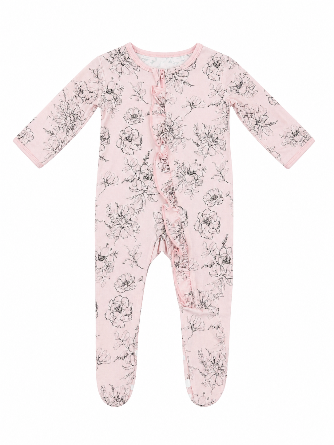 Baby Rose Pencil Floral Ruffle Footie