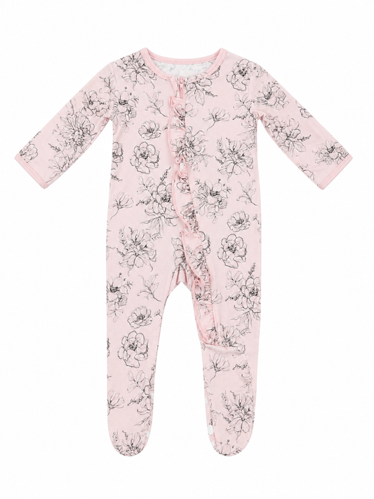 Baby Rose Pencil Floral Ruffle Footie