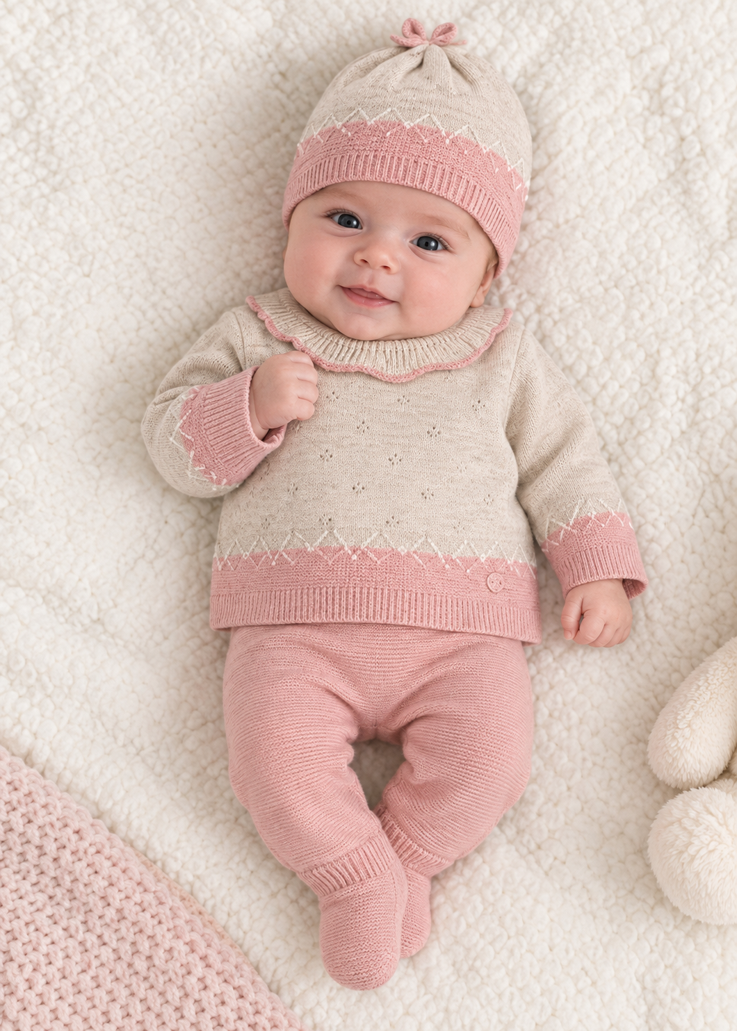 Baby Rose Knit 3pc Set