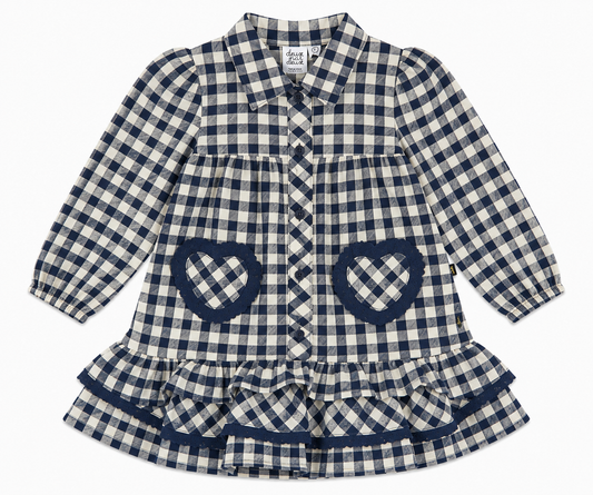 Navy and Cream Flannel Dress