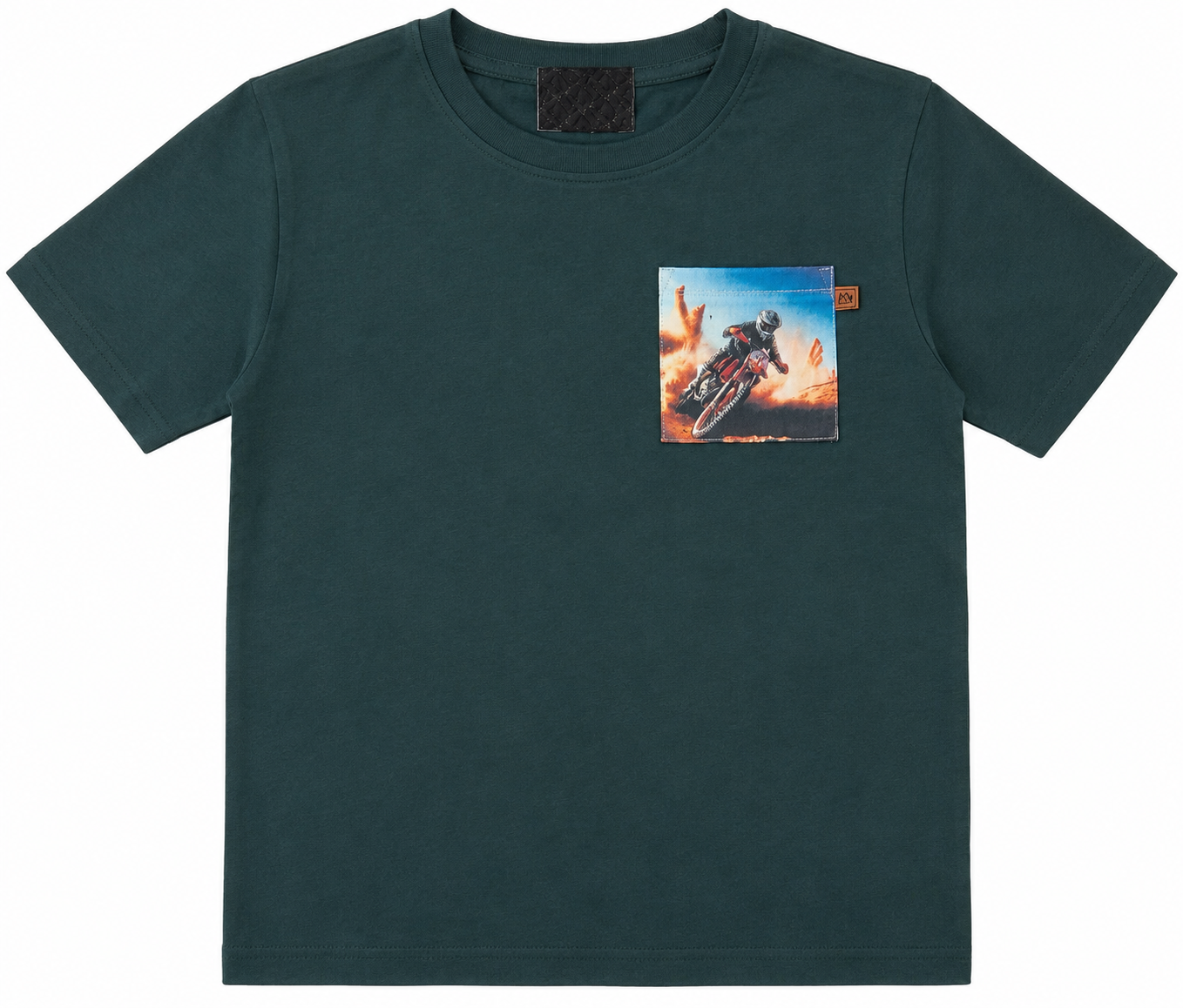Dark Green T-shirt with Dirt Bike Rider Pocket