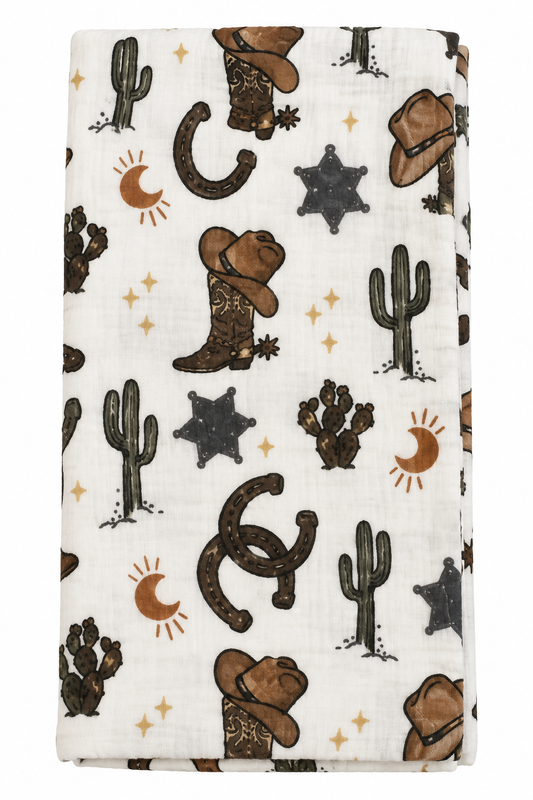 Outlaw Cowboy Muslin Burp Cloth