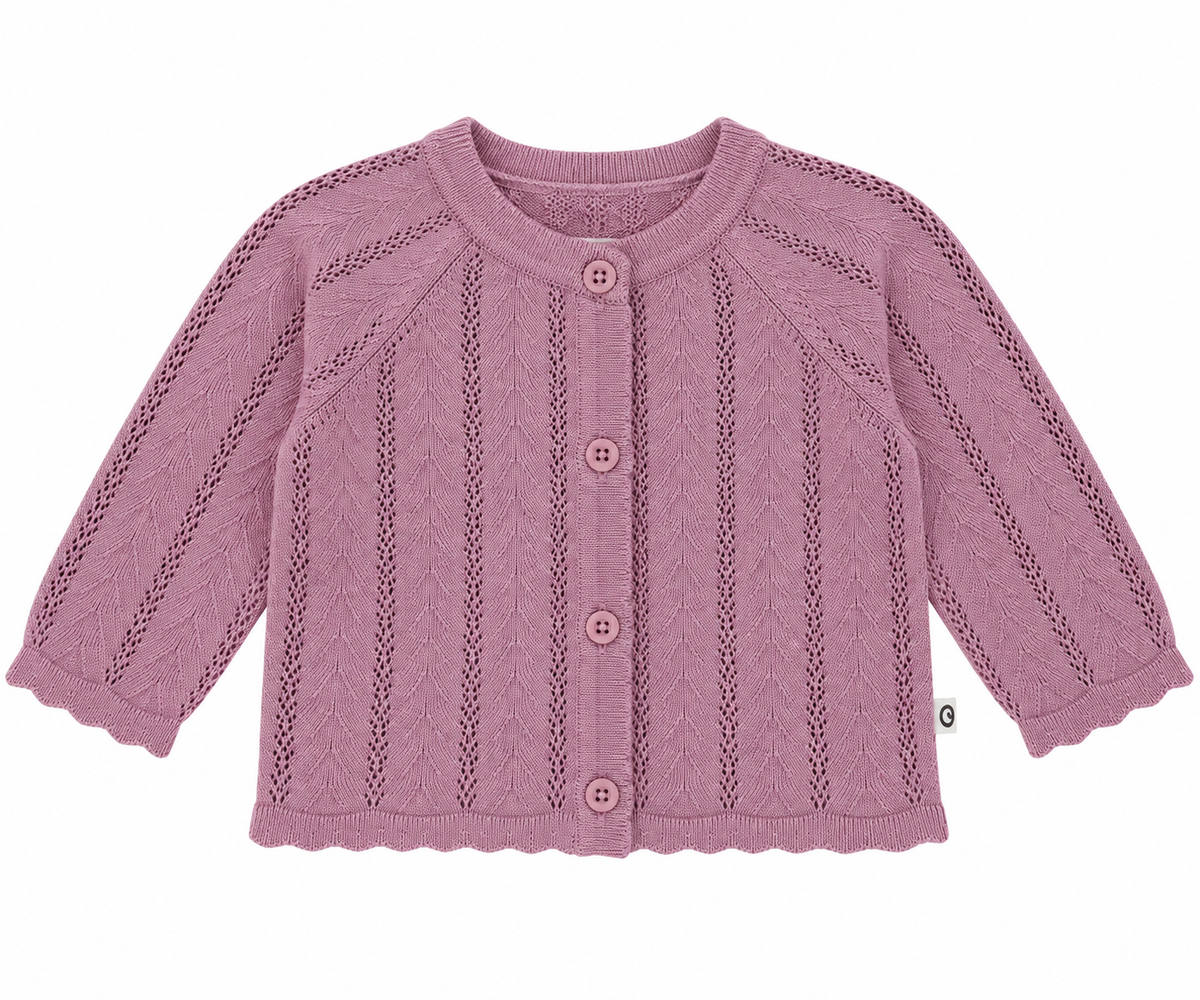 Mauve Pointelle Knit Cardigan