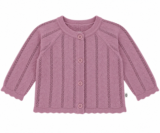 Mauve Pointelle Knit Cardigan