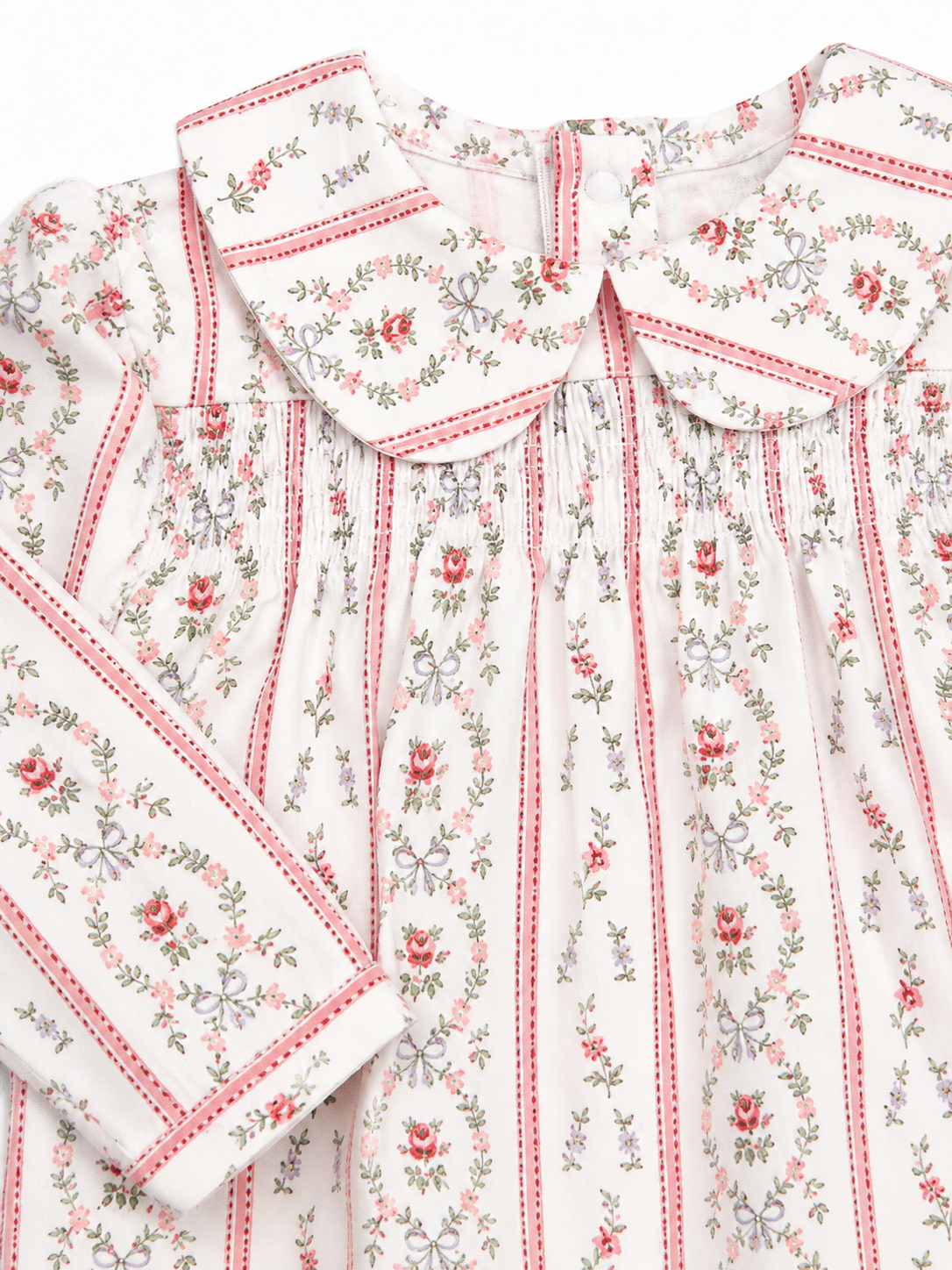 Marnie Rosebud Stripe Smocked Peter Pan Footie