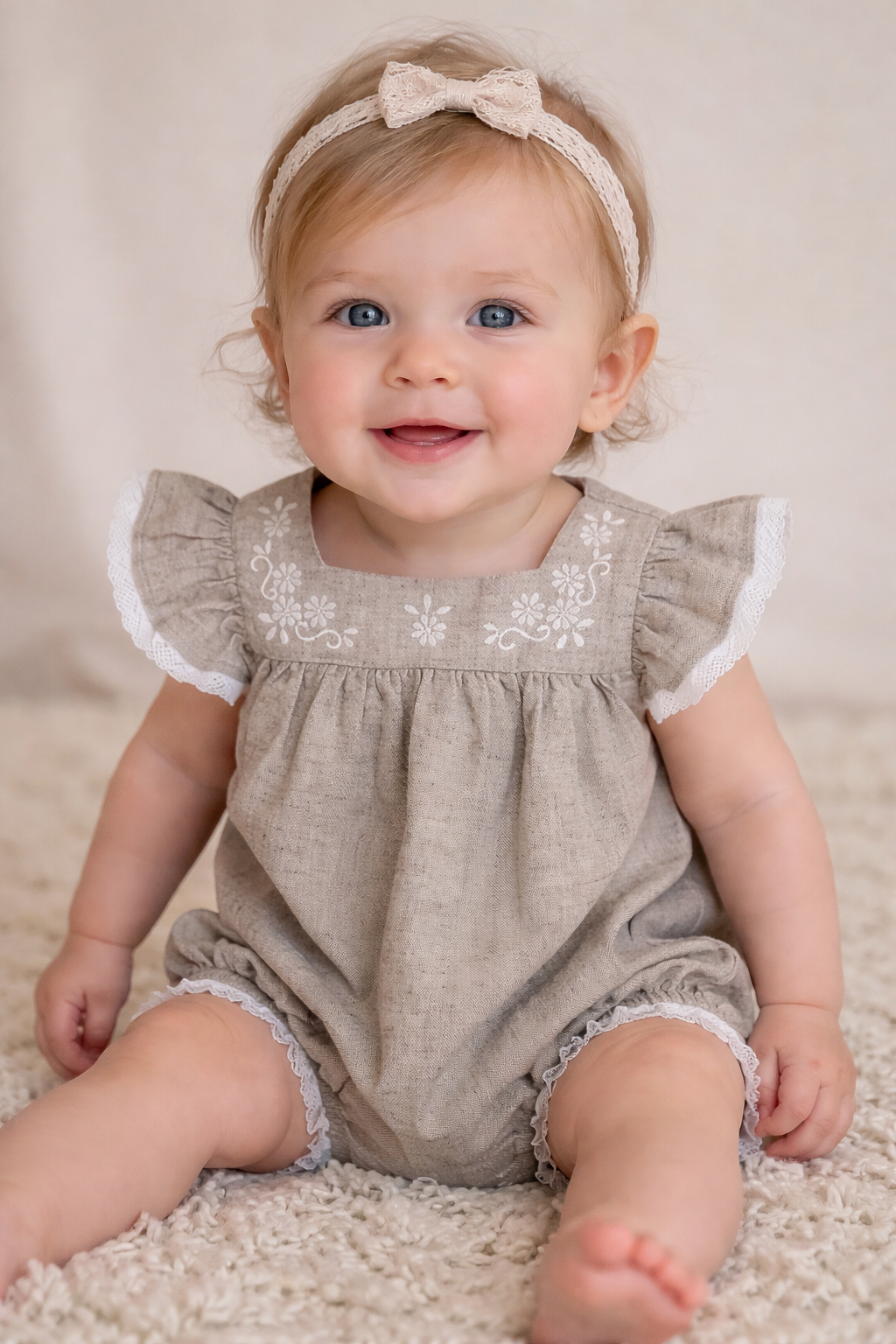 Lena Natural Romper and Headband