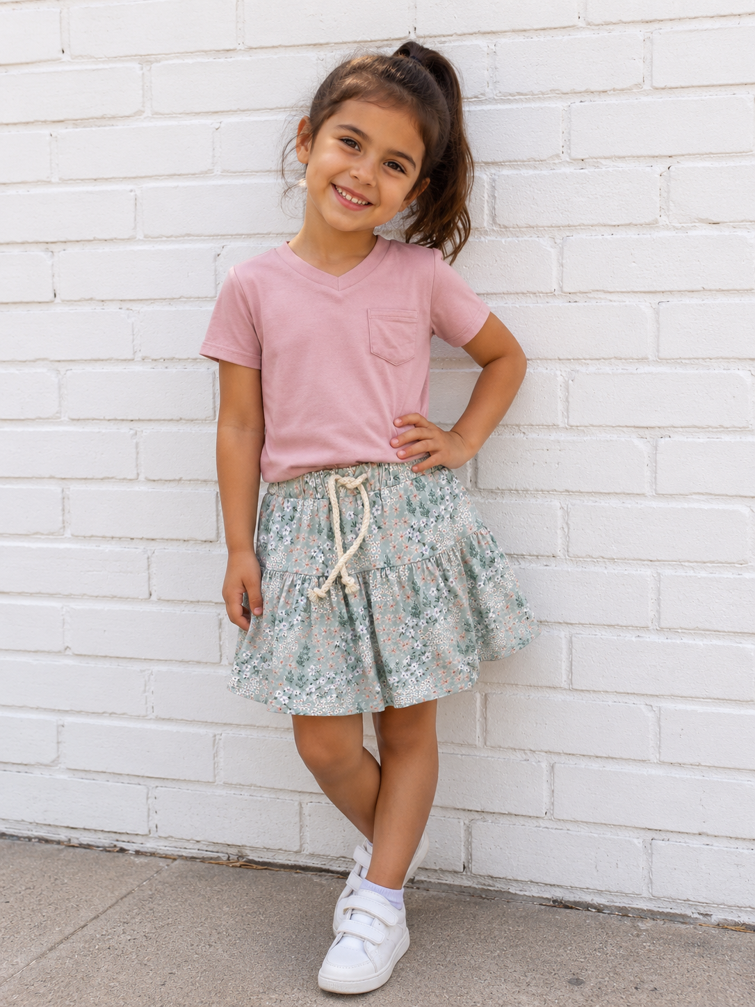Aqua Grey Floral Skort
