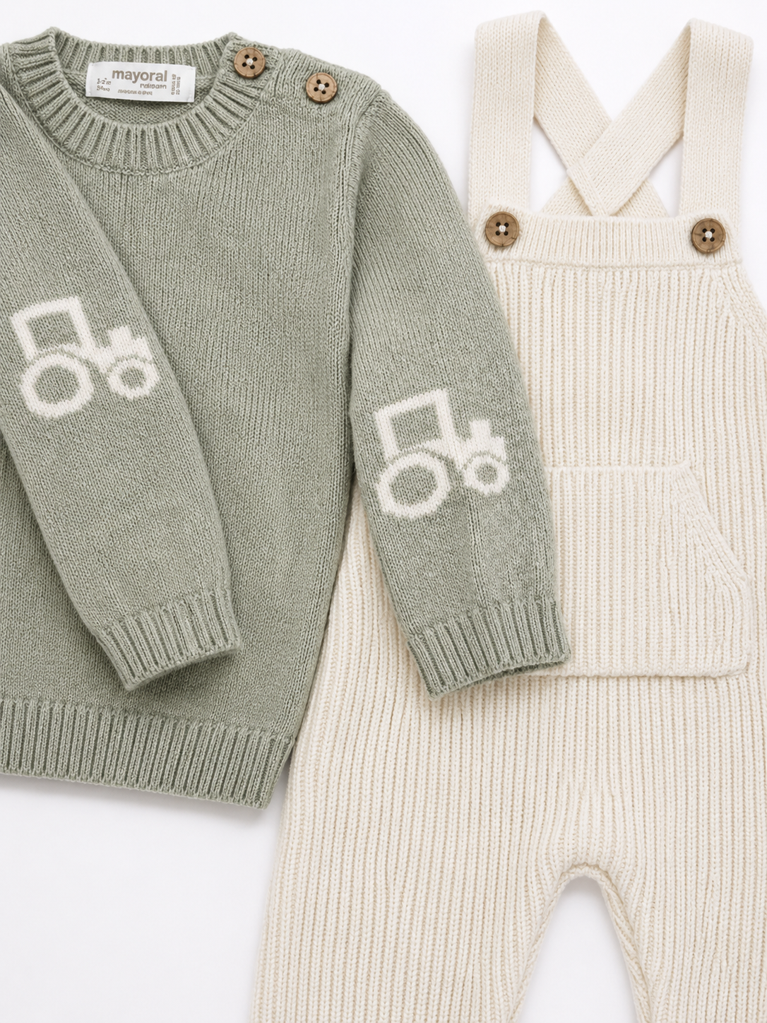 Ivory/Sage Overall Set with Tractor Detail