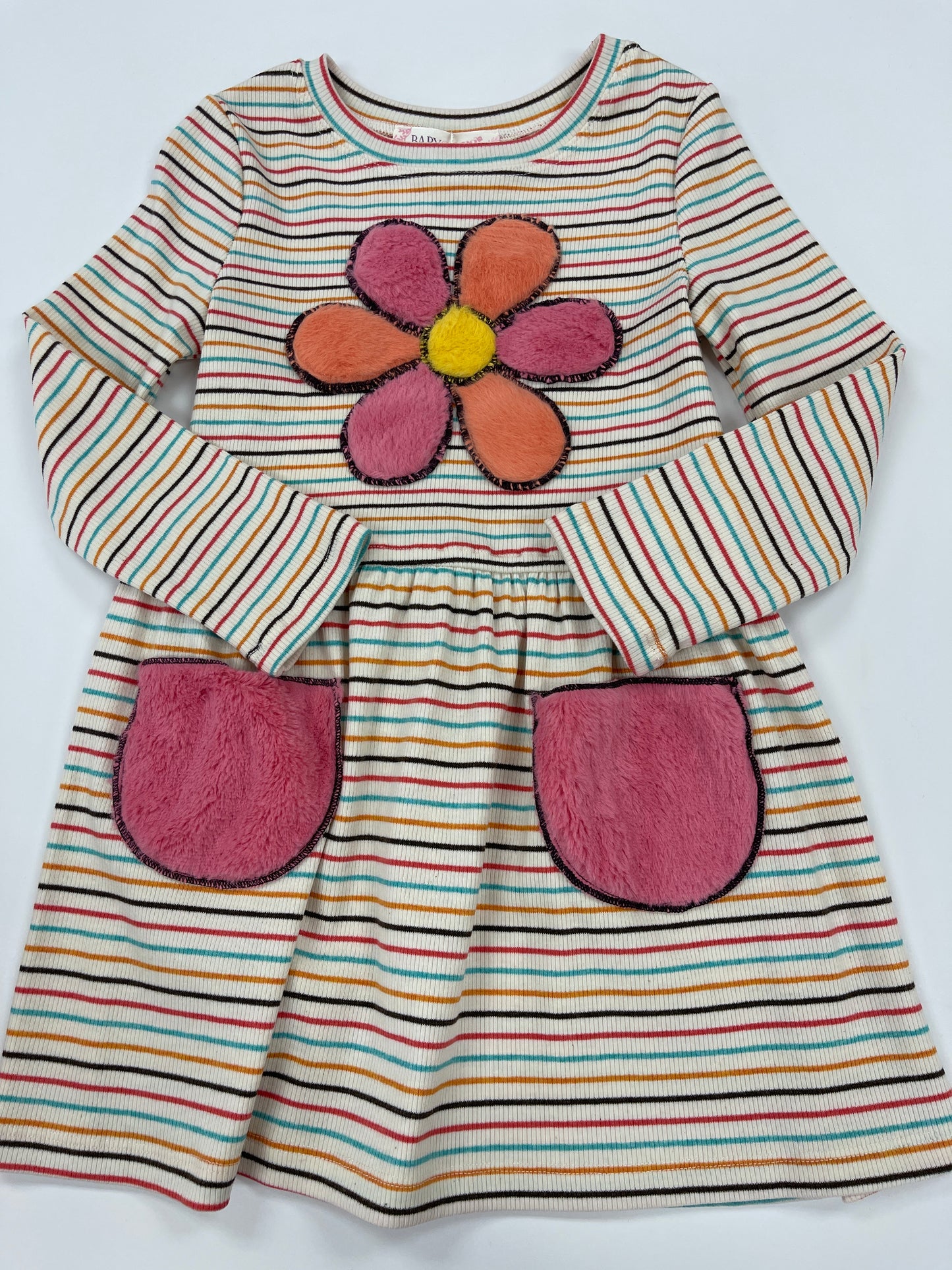 Stripe Dress Fur Flower