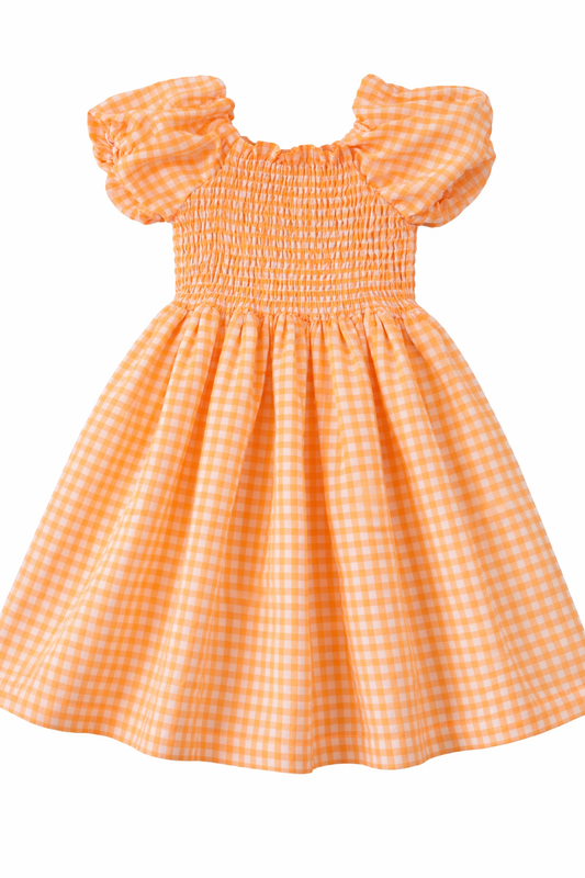Neon Orange Check Dress
