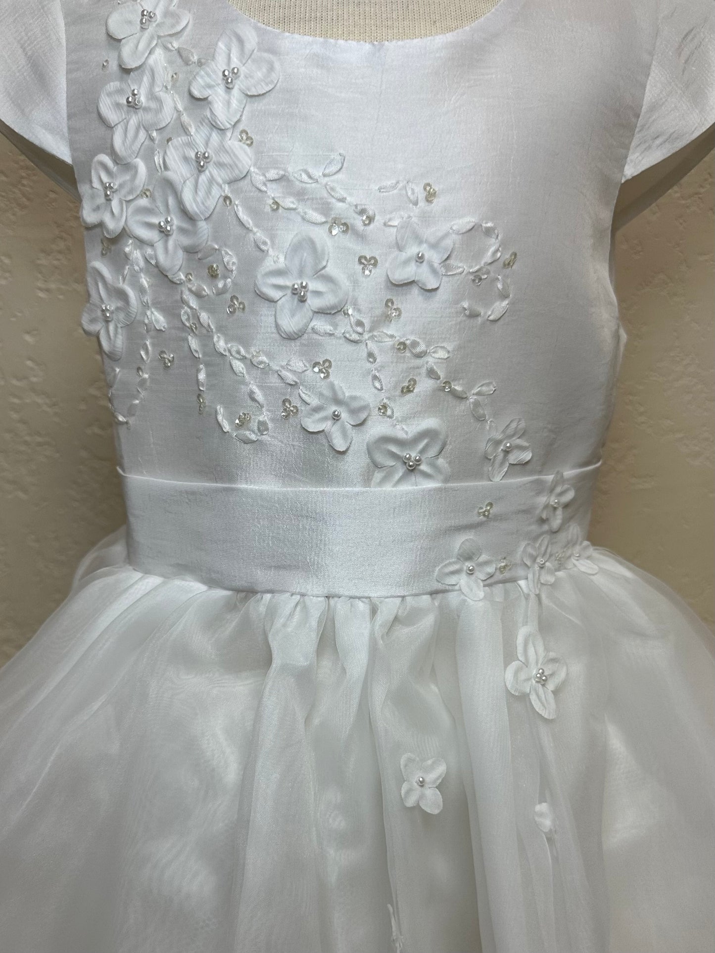 Taffeta Capped Sleeve 3D Petal Dress