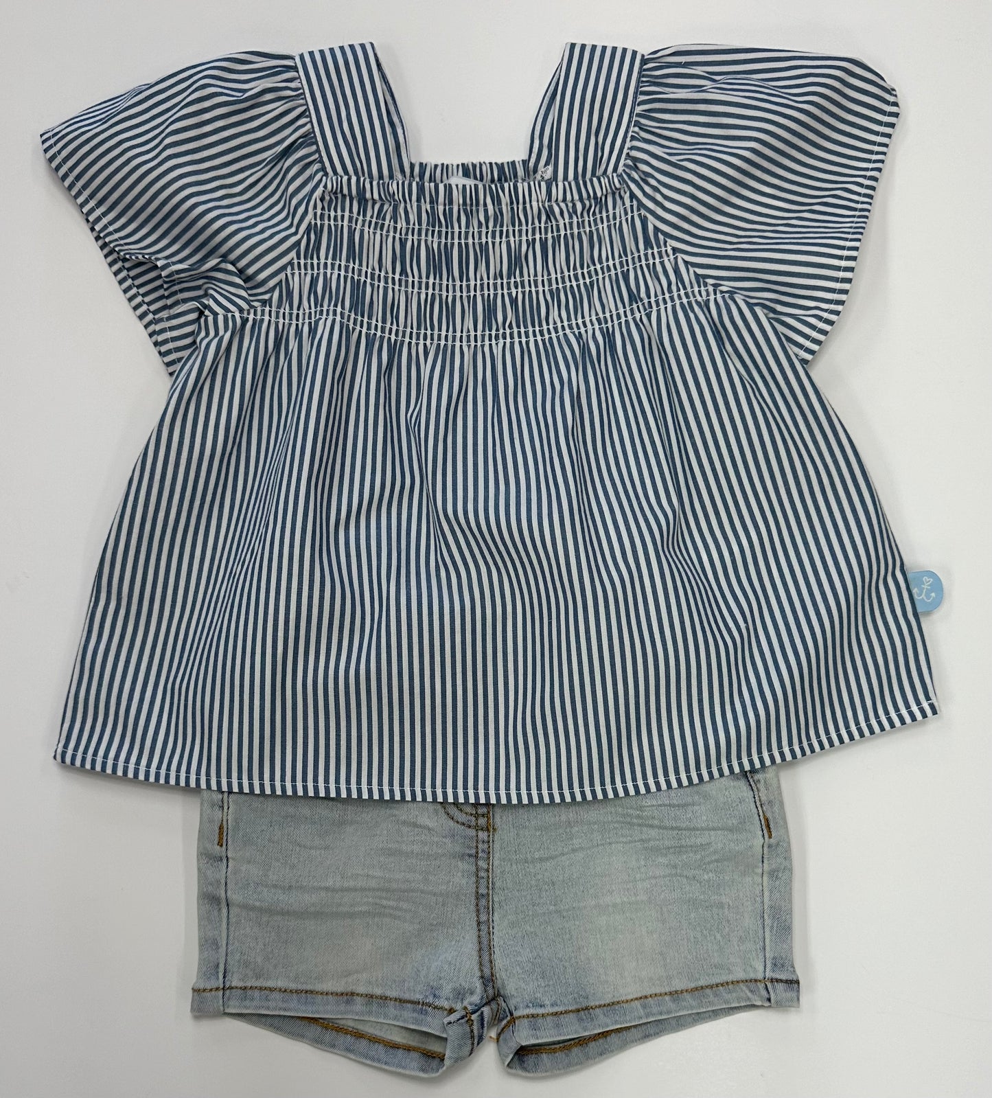 Blue White Poplin Top